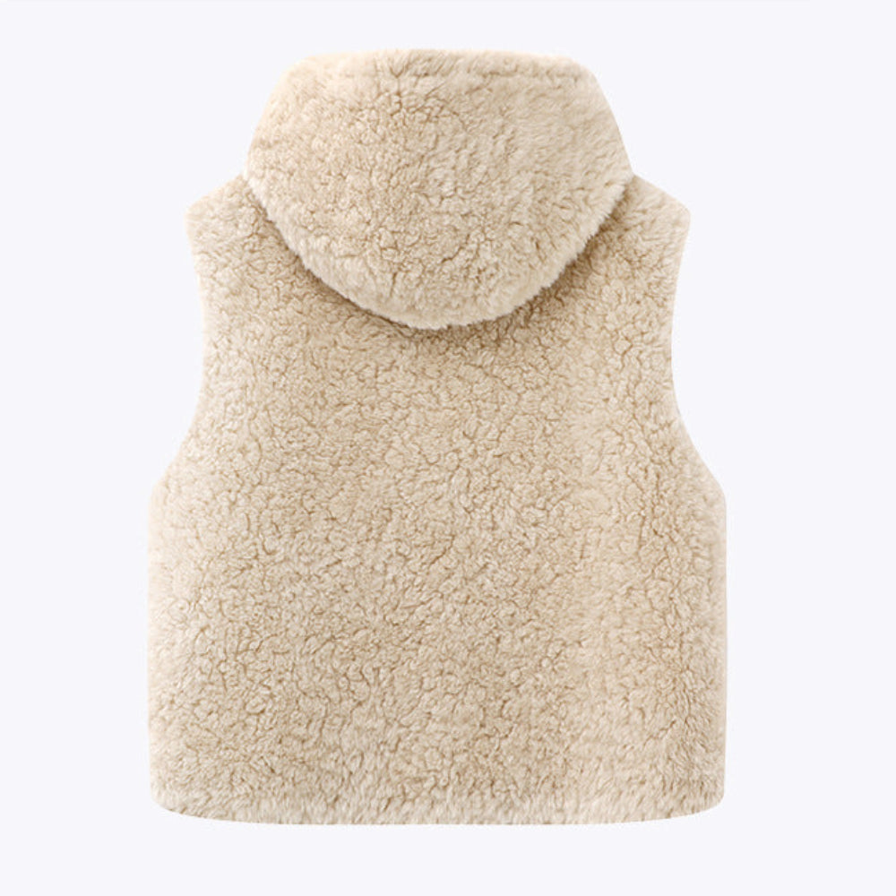 Womens Hooded Faux Fur Teddy Vest