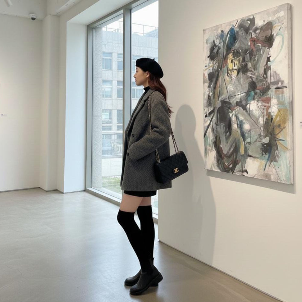 Womens Double Breasted Mid Length Coat