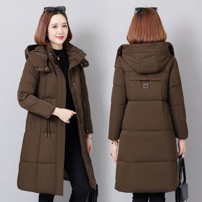 Women Mid Length Puffer Coat With Removable Hood