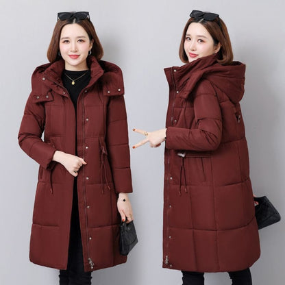 Women Mid Length Puffer Coat With Removable Hood