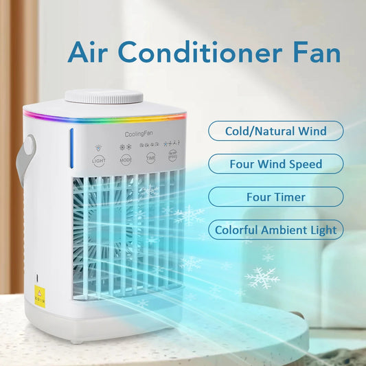 3-in-1 Portable Mini Air Cooler & Humidifier with LED Night Light