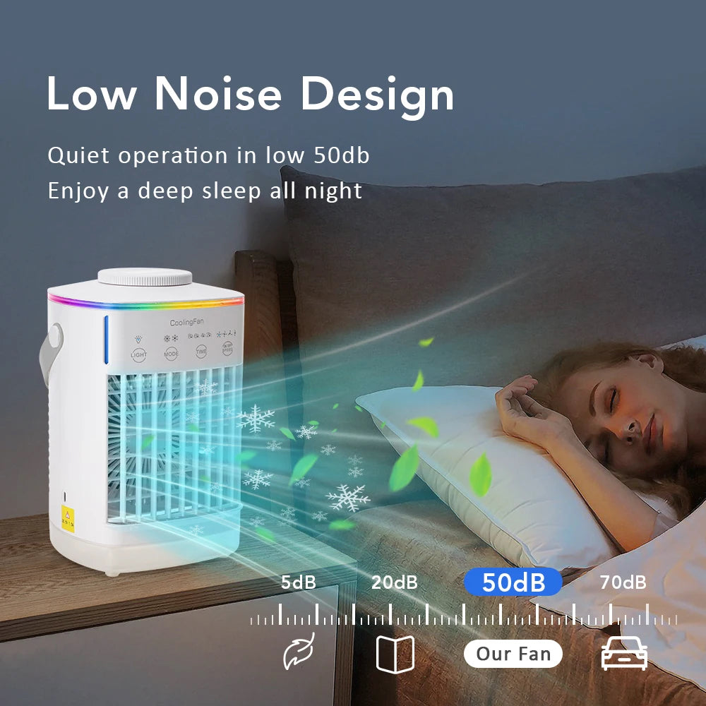 3-in-1 Portable Mini Air Cooler & Humidifier with LED Night Light