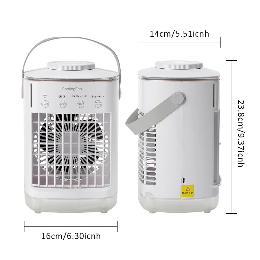 3-in-1 Portable Mini Air Cooler & Humidifier with LED Night Light
