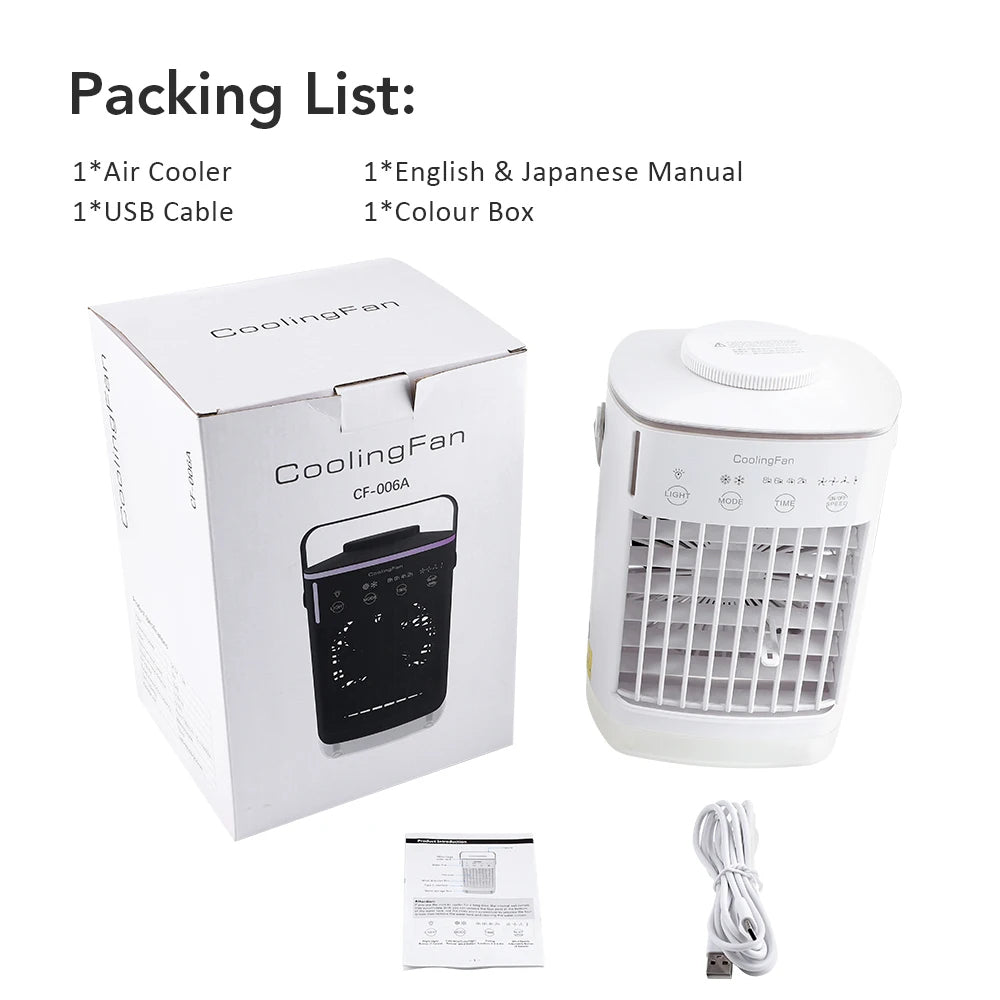 3-in-1 Portable Mini Air Cooler & Humidifier with LED Night Light