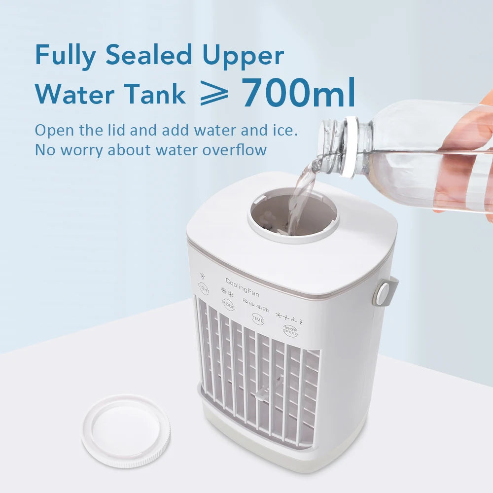 3-in-1 Portable Mini Air Cooler & Humidifier with LED Night Light