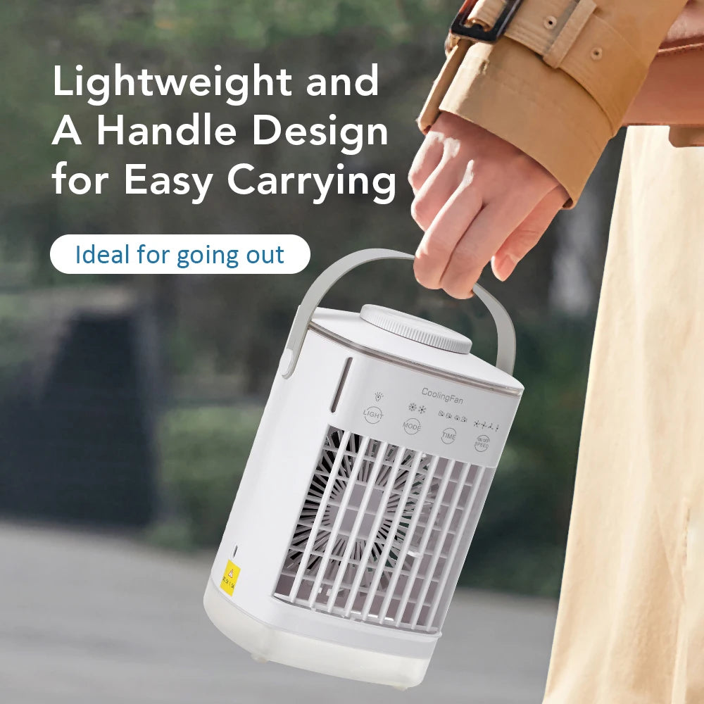 3-in-1 Portable Mini Air Cooler & Humidifier with LED Night Light