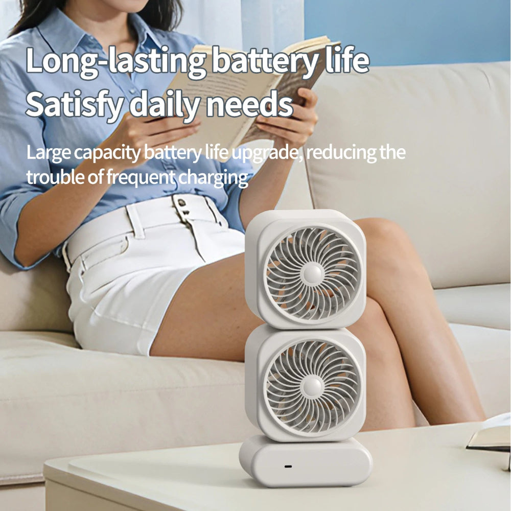 Portable Dual Turbo Desktop Fan with LED Display