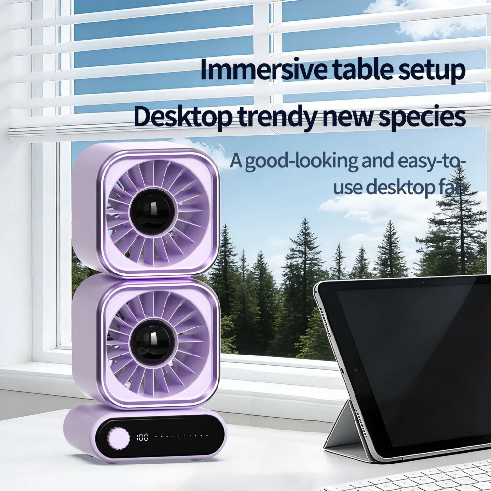 Portable Dual Turbo Desktop Fan with LED Display