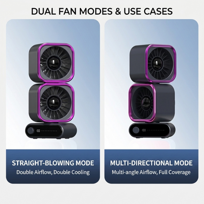 Portable Dual Turbo Desktop Fan with LED Display