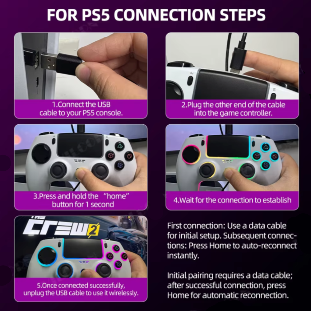 RGB Wireless Gamepad for PS5