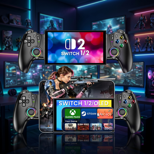 Wireless RGB Hall Effect Gamepad Compatible for Switch & Mobile Phone