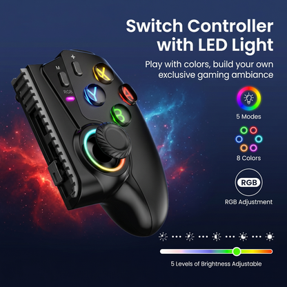 Wireless RGB Hall Effect Gamepad Compatible for Switch & Mobile Phone