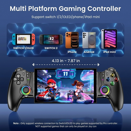 Wireless RGB Hall Effect Gamepad Compatible for Switch & Mobile Phone
