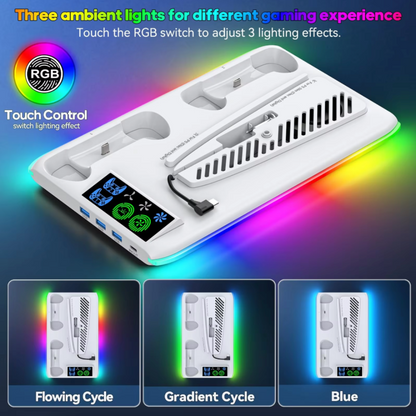 Slim RGB Cooling & Charging Station Compatible for PS5