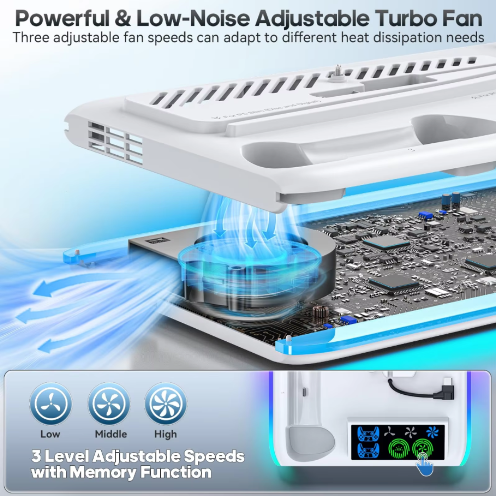 Slim RGB Cooling & Charging Station Compatible for PS5