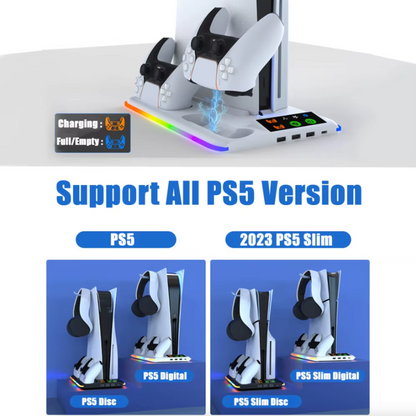 Slim RGB Cooling & Charging Station Compatible for PS5