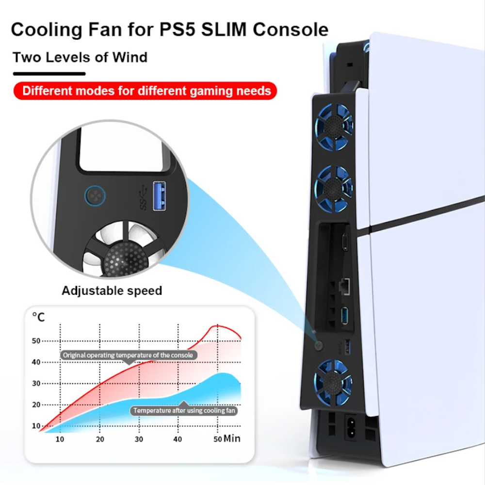 PS5 Slim Cooling Fan with RGB Lights