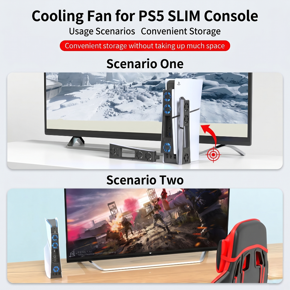 PS5 Slim Cooling Fan with RGB Lights