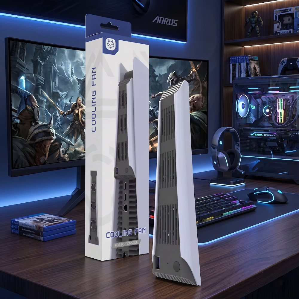PS5 Slim Cooling Fan with RGB Lights