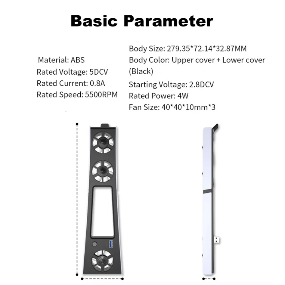 PS5 Slim Cooling Fan with RGB Lights