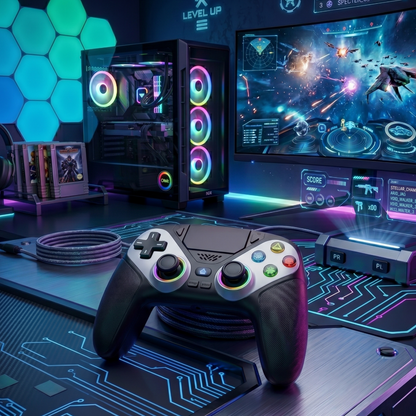 Wireless Bluetooth Dual Vibration Gaming Controller Compatible for PS5 & PC