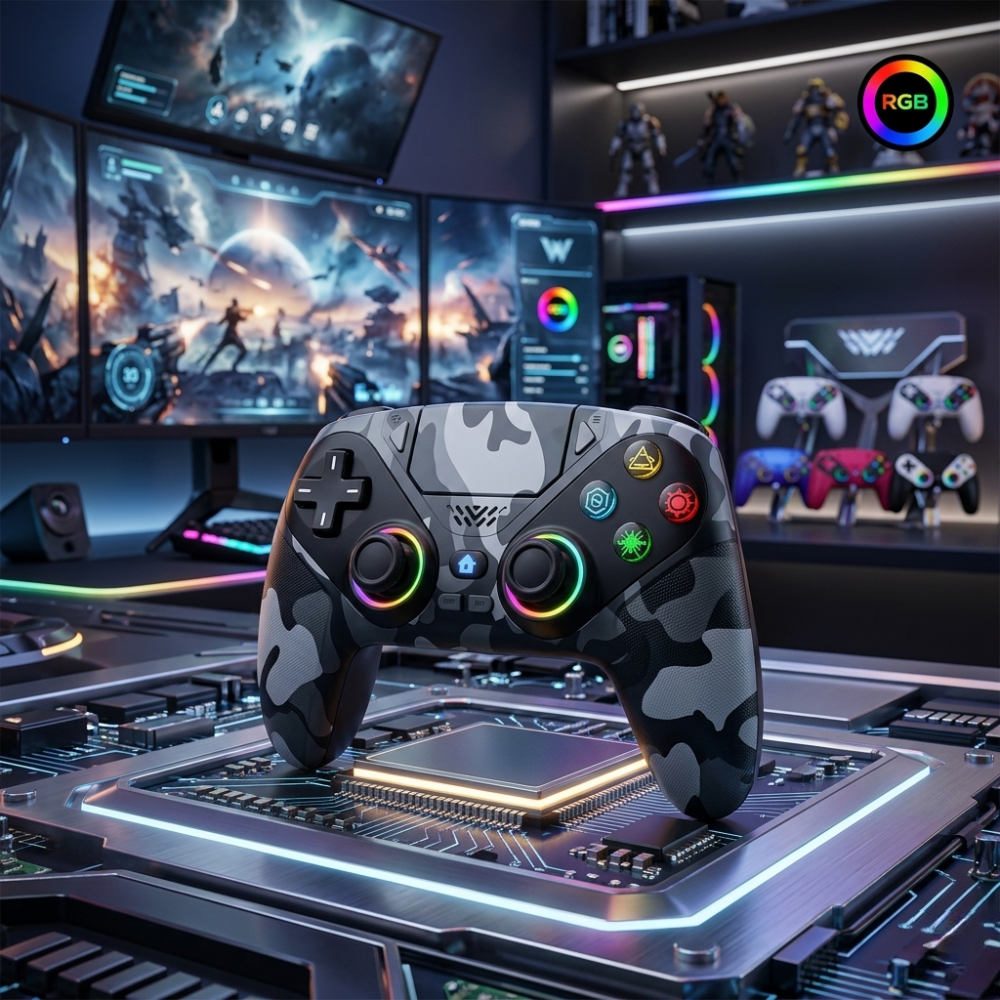 Wireless Bluetooth Dual Vibration Gaming Controller Compatible for PS5 & PC