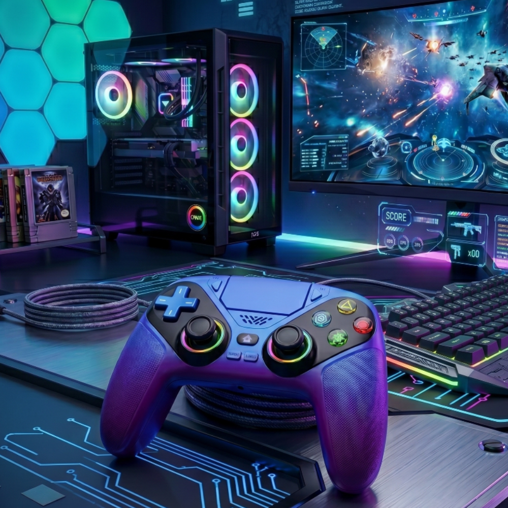 Wireless Bluetooth Dual Vibration Gaming Controller Compatible for PS5 & PC