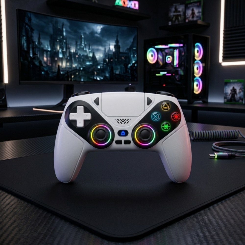 Wireless Bluetooth Dual Vibration Gaming Controller Compatible for PS5 & PC