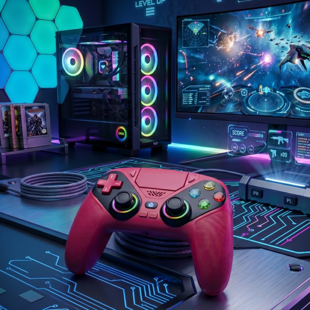Wireless Bluetooth Dual Vibration Gaming Controller Compatible for PS5 & PC