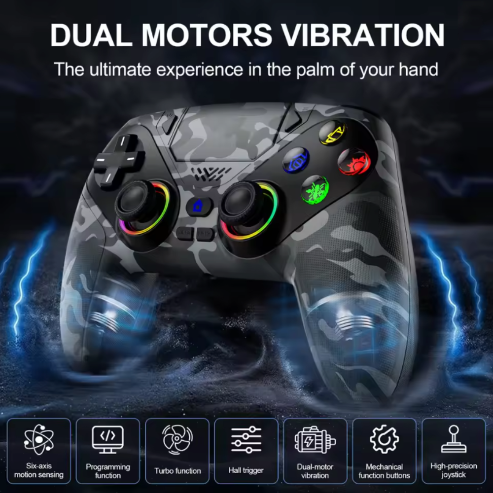 Wireless Bluetooth Dual Vibration Gaming Controller Compatible for PS5 & PC