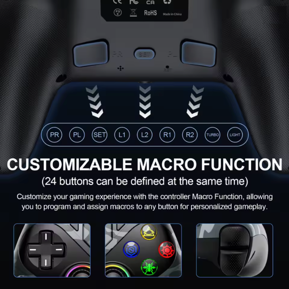 Wireless Bluetooth Dual Vibration Gaming Controller Compatible for PS5 & PC