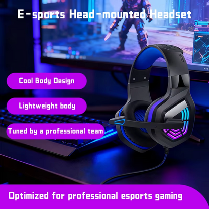LED Glow Wired Gaming Headset with Noise-Cancelling Mic