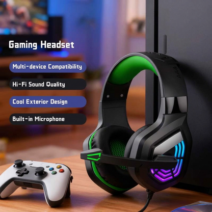 LED Glow Wired Gaming Headset with Noise-Cancelling Mic