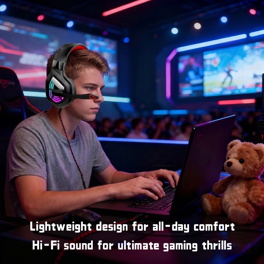 LED Glow Wired Gaming Headset with Noise-Cancelling Mic