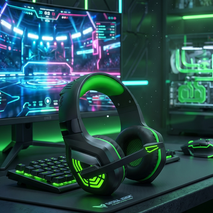 LED Glow Wired Gaming Headset with Noise-Cancelling Mic