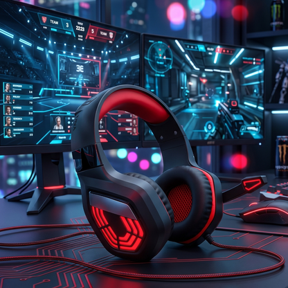 LED Glow Wired Gaming Headset with Noise-Cancelling Mic