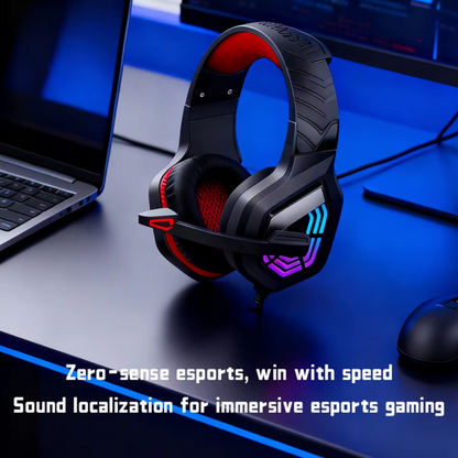 LED Glow Wired Gaming Headset with Noise-Cancelling Mic