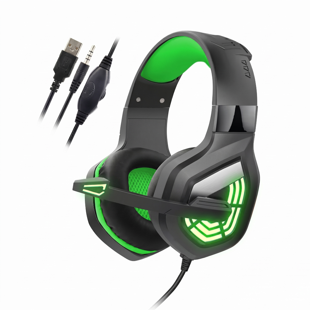 LED Glow Wired Gaming Headset with Noise-Cancelling Mic