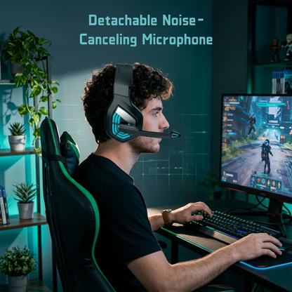 LED Glow Wired Gaming Headset with Noise-Cancelling Mic
