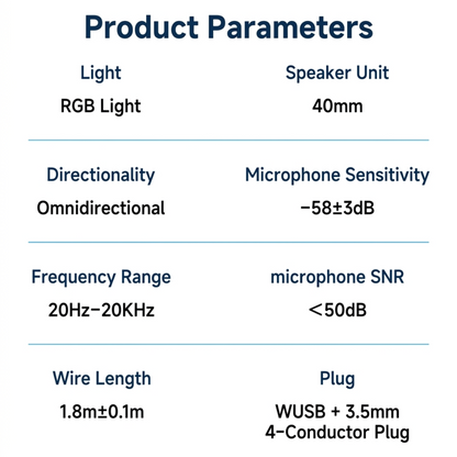 LED Glow Wired Gaming Headset with Noise-Cancelling Mic