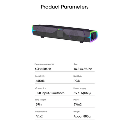 4D Surround Soundbar with Bluetooth 5.0 & Subwoofer