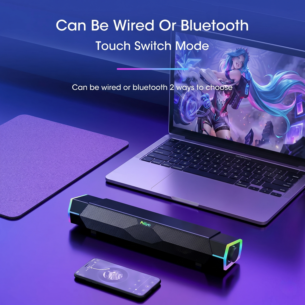 4D Surround Soundbar with Bluetooth 5.0 & Subwoofer