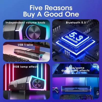 4D Surround Soundbar with Bluetooth 5.0 & Subwoofer