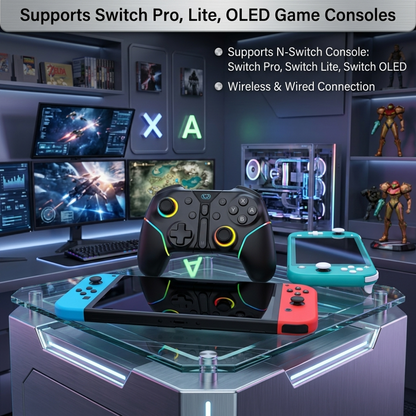 Wireless RGB Gaming Controller Compatible for Switch, PC & Mobile