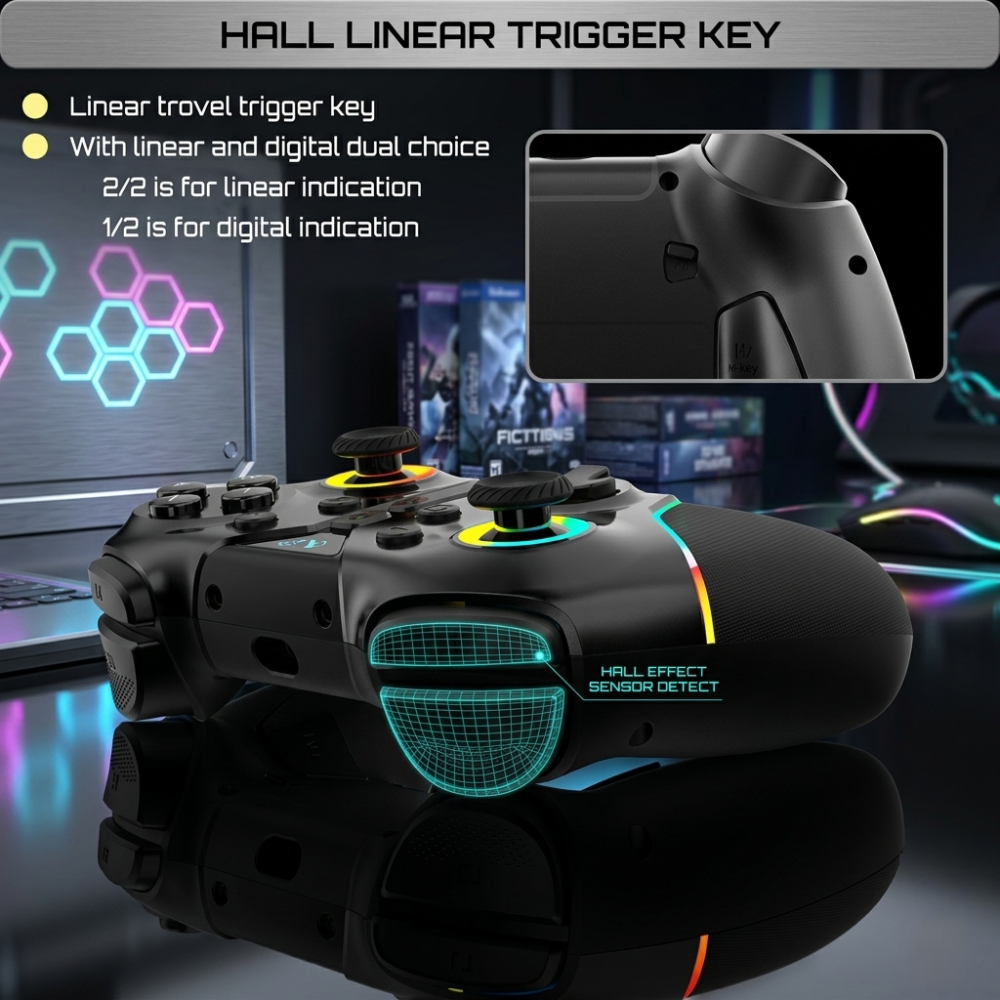 Wireless RGB Gaming Controller Compatible for Switch, PC & Mobile