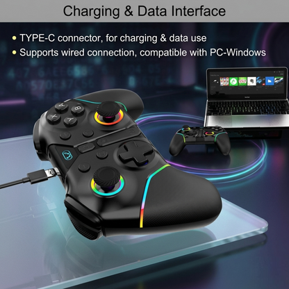 Wireless RGB Gaming Controller Compatible for Switch, PC & Mobile