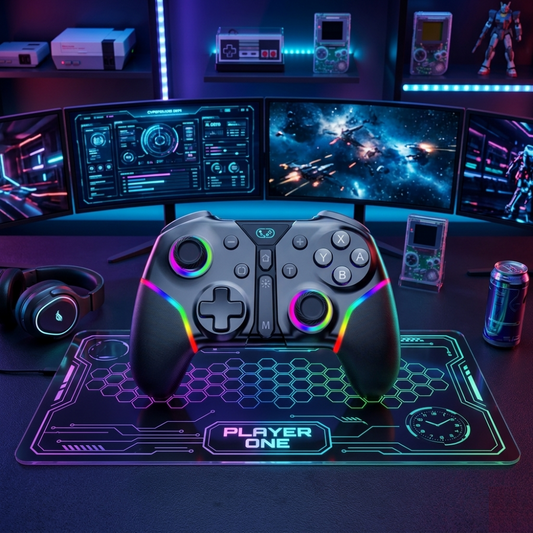 Wireless RGB Gaming Controller Compatible for Switch, PC & Mobile