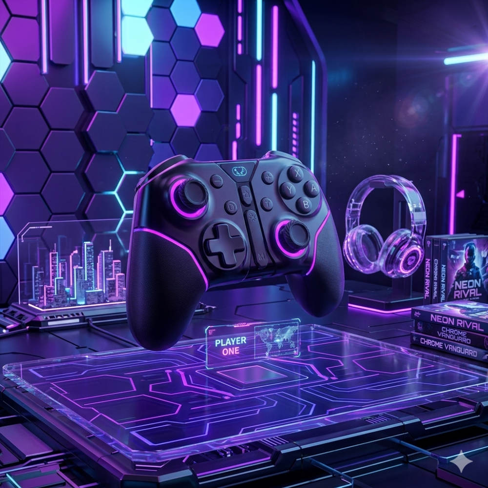 Wireless RGB Gaming Controller Compatible for Switch, PC & Mobile