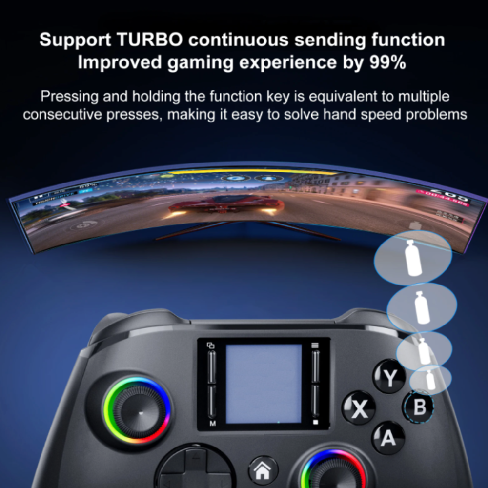 1.44" Screen Wireless Gaming Controller with RGB Lights