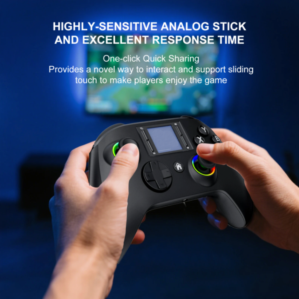 1.44" Screen Wireless Gaming Controller with RGB Lights
